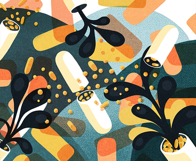 Gingko Grow Magazine design editorial editorialillustration health illustration medical pattern