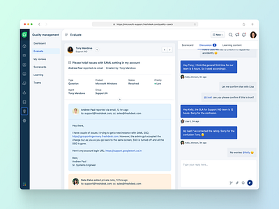 Freshworks Quality Coach design ui