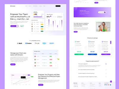 Project Management SaaS Landing 2023 figma landing page landing page design project project management saas saas landing team top shot web design web page