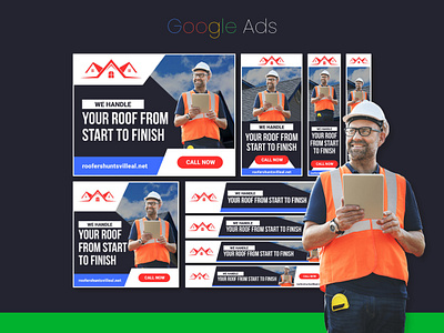Google ads ads banner banner design branding design display ecommerce google graphic design icon illustration logo roofers typography ui