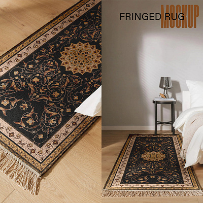 Fringed Rug Mockup carpet design download home interior mat mockup photoshop psd rug template textile