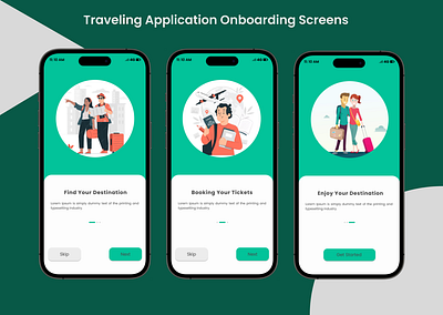 Traveling Application Onboarding Screens booking app destination figma iphone onboarding screens traveling ui uiux