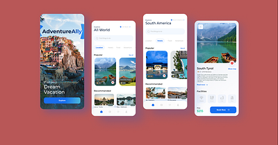 AdventureAlly Travel App app design graphic design illustration typography ui ux vector