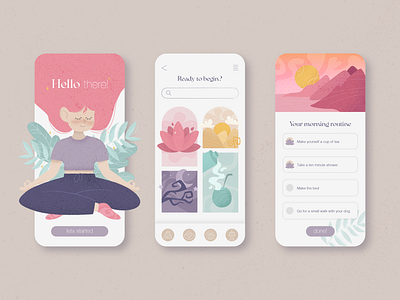 Concept - Yoga app app design digital art graphic design illustration ui vector