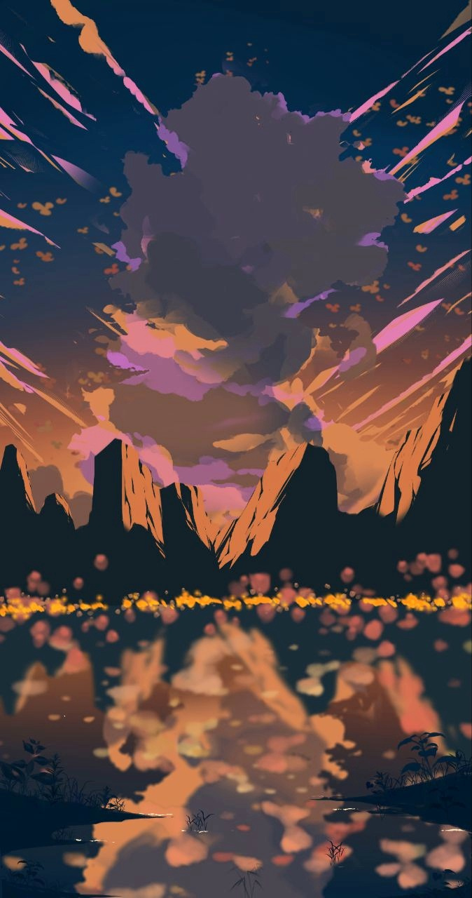 Sunset landscape digital drawing art cloud drawing digital art fantasi landscape illustration graphic design illustration landscape art landscape illustration mountain art mountain drawing sunset sunset art