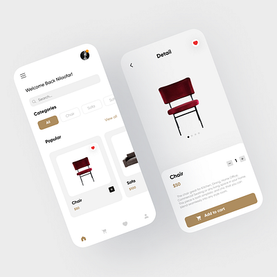 Furniture store app design graphic design ui ux