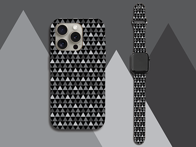 Mountain Pattern - iPhone Case & Apple Watch apple watch fusion weaving grays grayscale iphone iphone case minimal mockup mountain mountains pattern pitaka product design triangles