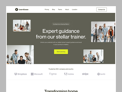 LearnEase - Private Teaching Website class clean course design landing page landingpage meeting mentor mentoring online online class saas saas landingpage scheduling simple teaching trainer ui webinar website