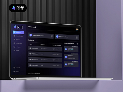 Riff - dApp Dashboard UI animation app blockchain branding crypto dapp dappdevelopment dashboard dashboardui graphic design innovativeglance landingpage nft productdesign riff smartcontractdesign smartcontracts ui uiux webdesign