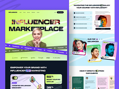 Influencer Marketplace Landing Page UI animation branding design influencer landing page motion graphics product design social trend ui user interface web design web ui website design