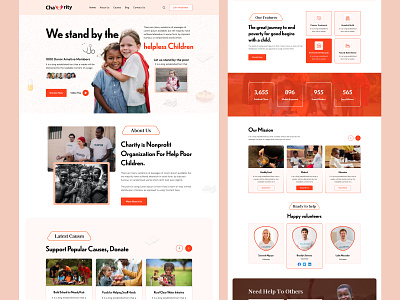 Charity Creative Landing Page Design agency app buddha business campaign charity charity template charity theme crowd funding donation donations ngo non profit organization refugee ui