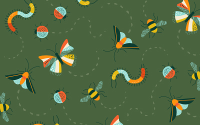 Critters bee bug bugs butterfly centipede crawling critters firefly forest illustration illustrator insect ladybug nature outdoors pattern texture trails vector woodsy