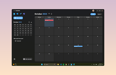 Microsoft Calendar redesigned to fit the new Look calendar clean design inspiration microsoft ui