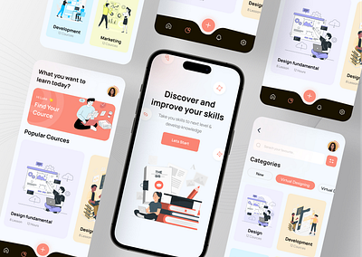 E-Learning App analytics app ui branding cards design figma graphic design illustration logo ui