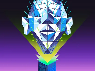 You opened the box art direction blue character design digital drawing film fun graphic halloween hellraiser horror illustration movie personal work pinhead polygonal procreate purple retro texture