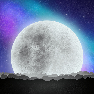 Full Moon digital art digital illustration full moon galaxy illustration moon nature procreate science fiction