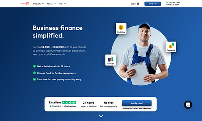 Desktop Home Page Designs for B2B Loans apps b2b banking banking app branding business clean design desktop finance fintech illustration iwoca loans money small business ui web website