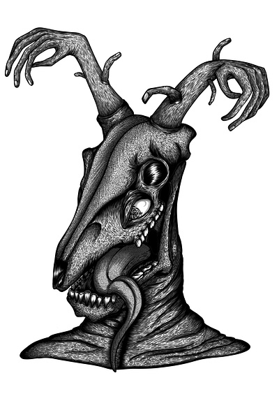 Handlers antlers art bone character creature creepy dark deer design draw graphic halloween hands illustration skull spooky