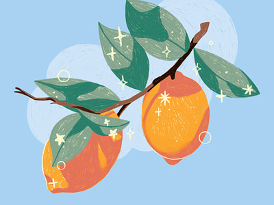Sprig of zest 🍋 branch cute fruit illustration lemon lemons natural nature procreate texture