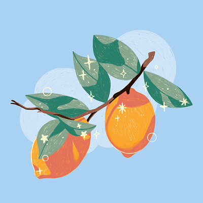 Sprig of zest 🍋 branch cute fruit illustration lemon lemons natural nature procreate texture