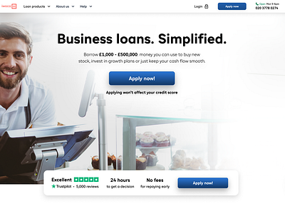 New Concept Test for A/B Test Desktop for Small Business Loans b2b banking banking app branding business clean desktop finance fintech hero image homepage landing loans marketing mkt small business loans ui web website white