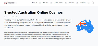 Design for the homepage of a gambling site BetPokies graphic design logo ui