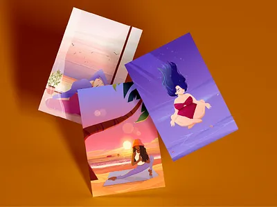Beach Yoga Illustrations adobe illustrator adobe photoshop after effects animation artwork branding cartoon character design cover design design digital illustration editorial graphic design illustration motion graphics postcard poster print vector yoga
