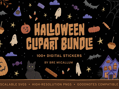 Cute Halloween Clipart Bundle design digital art digital illustration drawing graphic design halloween hand drawn handlettering illustration lettering procreate procreate illustration pumpkins