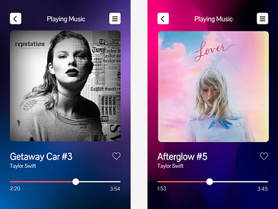 Music Player album audioui dailyui designinspiration graphicdesign like lover music player pause play playlistdesign repeat reputation share shuffle songplayer sounddesign taylor swift ui userexperience