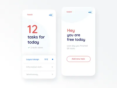 Taask - todo app blue clean task todo ui ux white