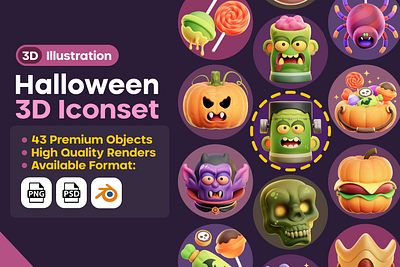 MHK Project Design : Halloween Set Icon Pack avatar candies candies bucket character crown dracula garlands ghost halloween icon lollipop party night poison pumpkin spider witch hat zombie