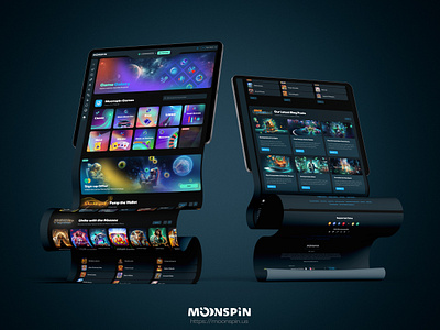 Moonspin (Sweepstakes casino) animation casino cosmic dark theme gambling gaming ipad ipad mockup online gambling space spacy