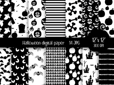 Black and white halloween animal autumn black and white black halloween cartoon castle character dark halloween digital paper graphic design halloween digital paper halloween fall illustration kids pumpkin spider stickers