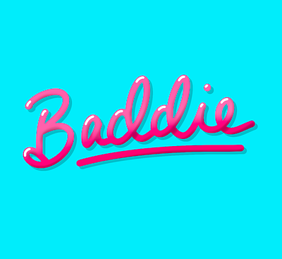 Baddie 3d baddie barbie cursive design draw gradient hand lettering ice spice pink pop culture script teal typography