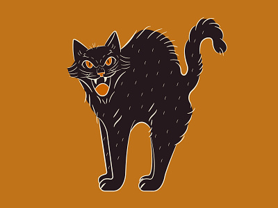 Black Cat art black cat cat community design dribbble halloween illustration illustrator reshot spooky vector