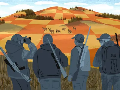 Corner Crossing animals art design drawing editorial grid hunting illustration landscape magazine people texture