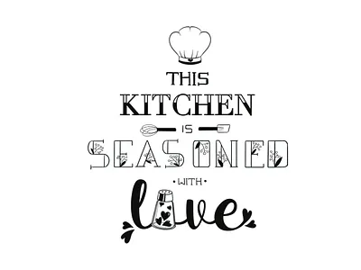 This Kitchen is Seasoned with Love 🤍 design digital art graphic design illustration kitchen lettering kitchen quote lettering logo procreate quote