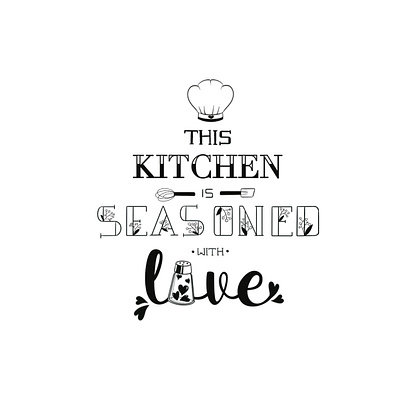 This Kitchen is Seasoned with Love 🤍 design digital art graphic design illustration kitchen lettering kitchen quote lettering logo procreate quote