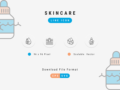 Skincare Icon Set, Line Icon Style 96 pixel icon care editable icon line icon pixel perfect skin skincare skincare icon set thin line icon ui element
