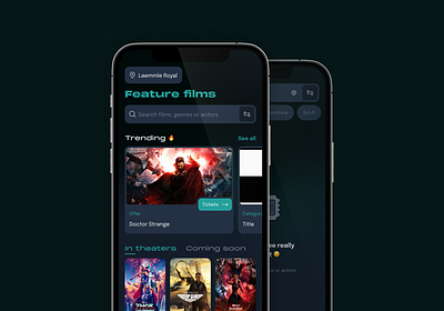 Offworld Cinemas | UI Kit app cinema dark mode design system figma prototype films ios app library mobile app movie app movies seat ticket tickets ui ui kit