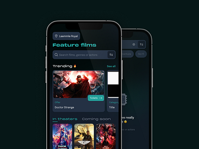 Offworld Cinemas | UI Kit app cinema dark mode design system figma prototype films ios app library mobile app movie app movies seat ticket tickets ui ui kit