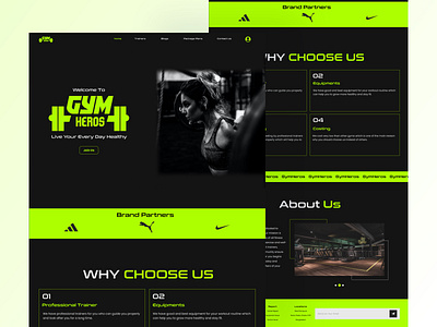 GymHeros - Fitness Website branding color design fitness graphic design graphics gym illustrator landing page logo prototype section seeamahmod ui ui design uiux ux design vector website wireframe