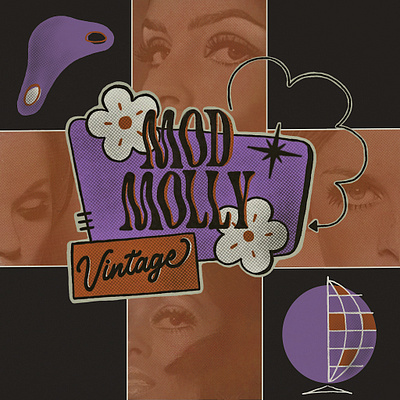 Mod Molly Vintage Thrift Store Booth Logo Design colortheory graphic design illustration logo procreate retro typography vintage style