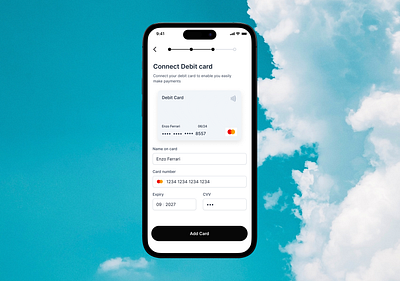 Connect debit card design animation design finance fintech payment ui