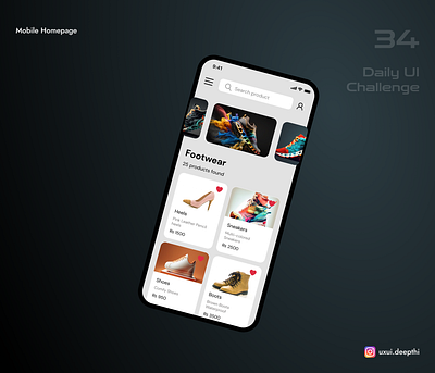 Mobile Homepage | Daily UI Challenge # 34/90 ui design ux design uxui designer