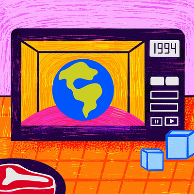 Global Warming animation branding draw drawing editorial fire frame framebyframe global globalwarming illustration ilustração kitchen microwave motion graphics procreate world