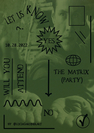 Matrix (Party) Poster RSVP Form adobe illustrator branding graphic design invitation design poster design vector