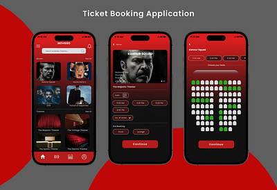 Ticket Booking Application UI 3 screens app application booking design figma mockup simple ui ticket trending ui uiux