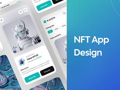 NFT App Mobile App Template design development figma flutter hybrid app marketplace minimalistic mobile app mobile design nft nft app design react native ui uiux unique ux