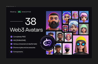3D Avatar Pack from Koncepted 3d 3d character 3d illustration 3d person avatar avatars blender c4d characters cinema 4d design female gaming guy human illustration male perople person profile